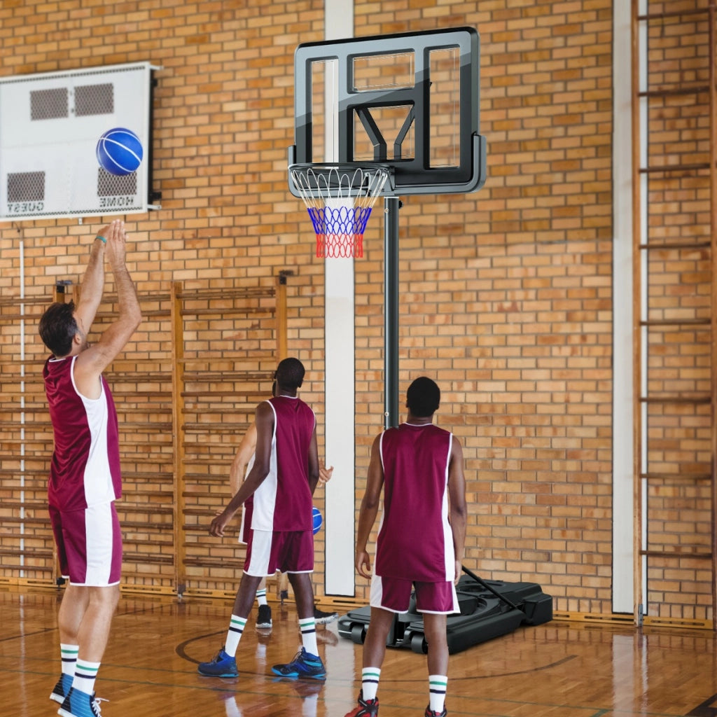 Sistema di canestro da basket regolabile in altezza 230-305cm, Canestro da basket per adulti con tabellone antiurto-Ricreazione outdoor