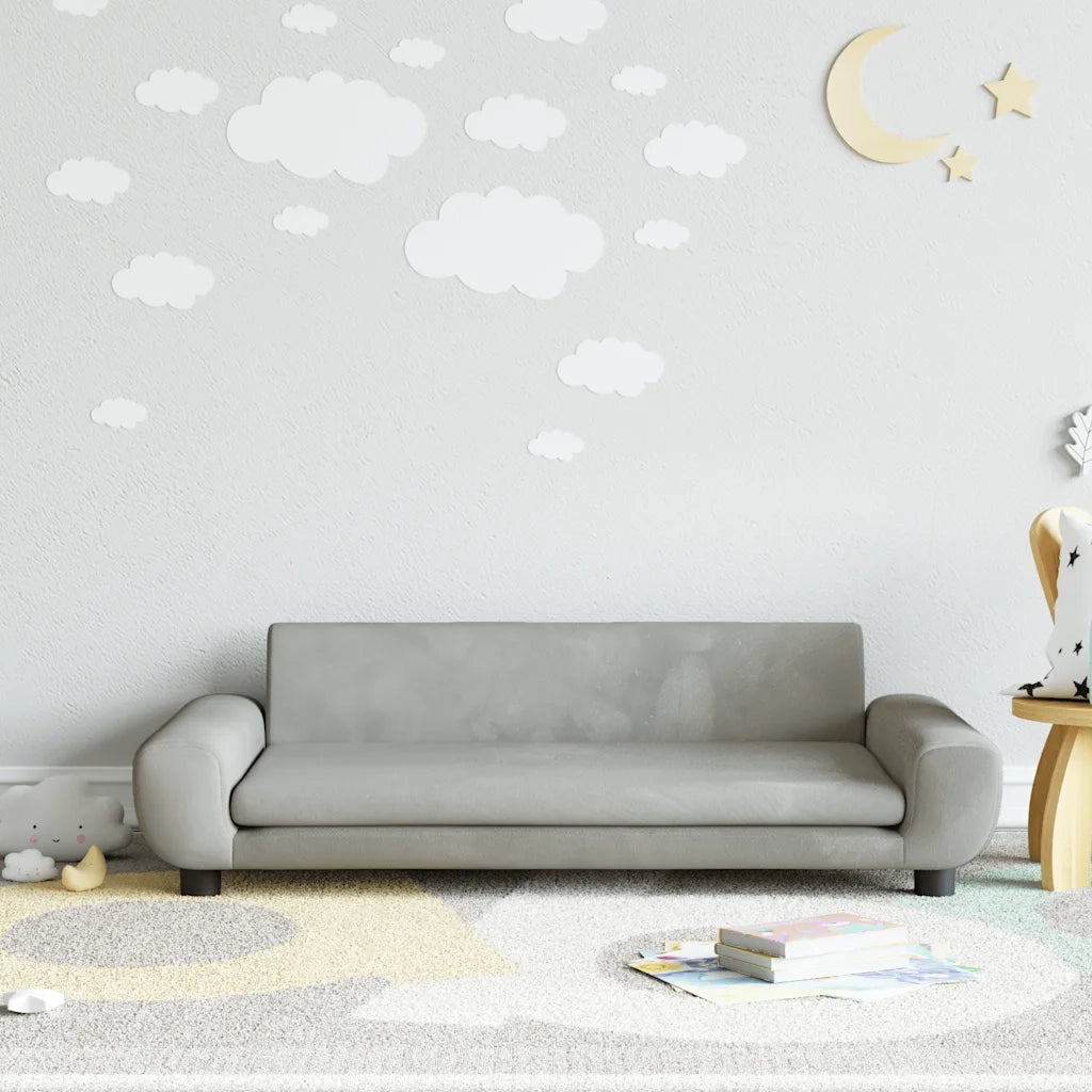 Divano per Bambini Grigio Chiaro 100x54x33 cm in Vellutocod mxl 117793