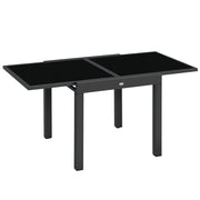 Tavolo da Giardino Esterno ¨C Minimal ¨C Grigio Nero Alluminio Vetro 80-160x80x75cm