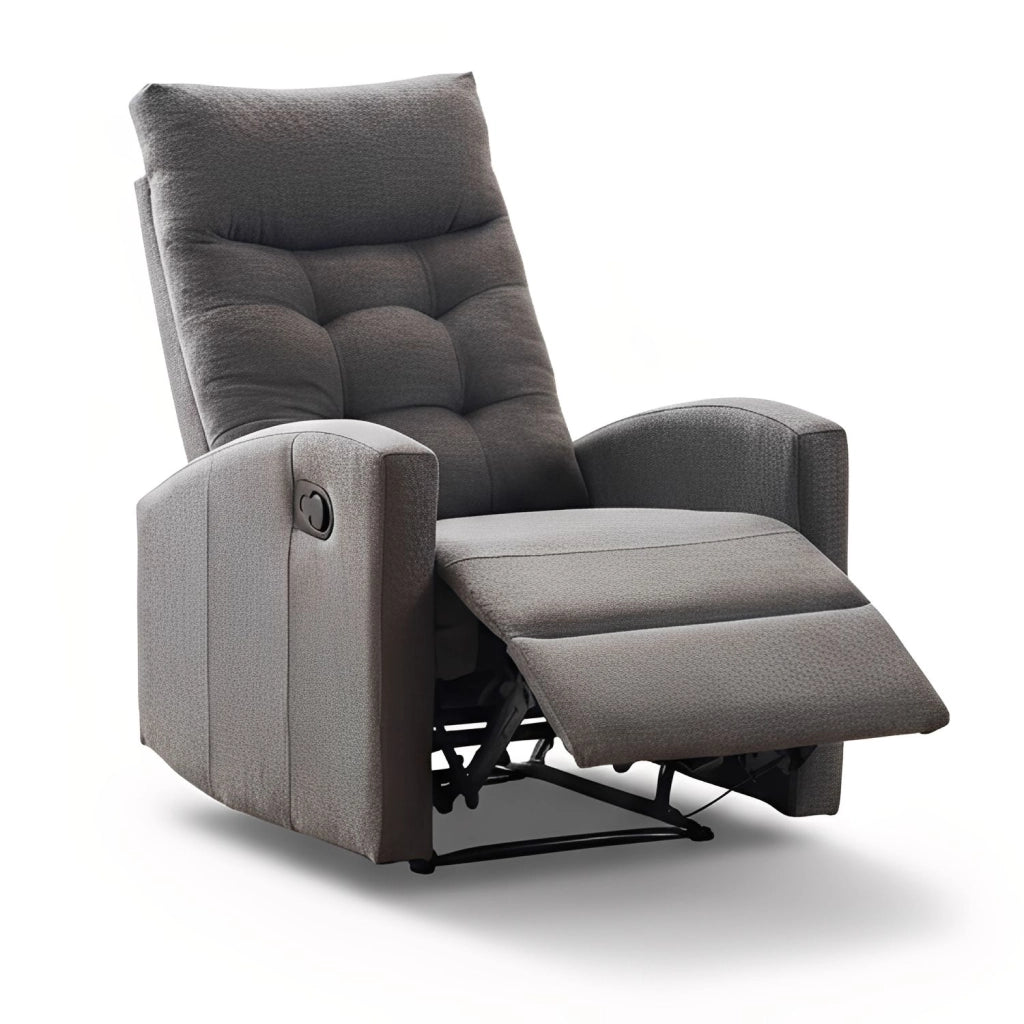 Marvin Poltrona Relax Reclinabile Manuale con Poggiapiedi Solena, Schienale Regolabile Seduta Ergonomica in Tessu Grigio