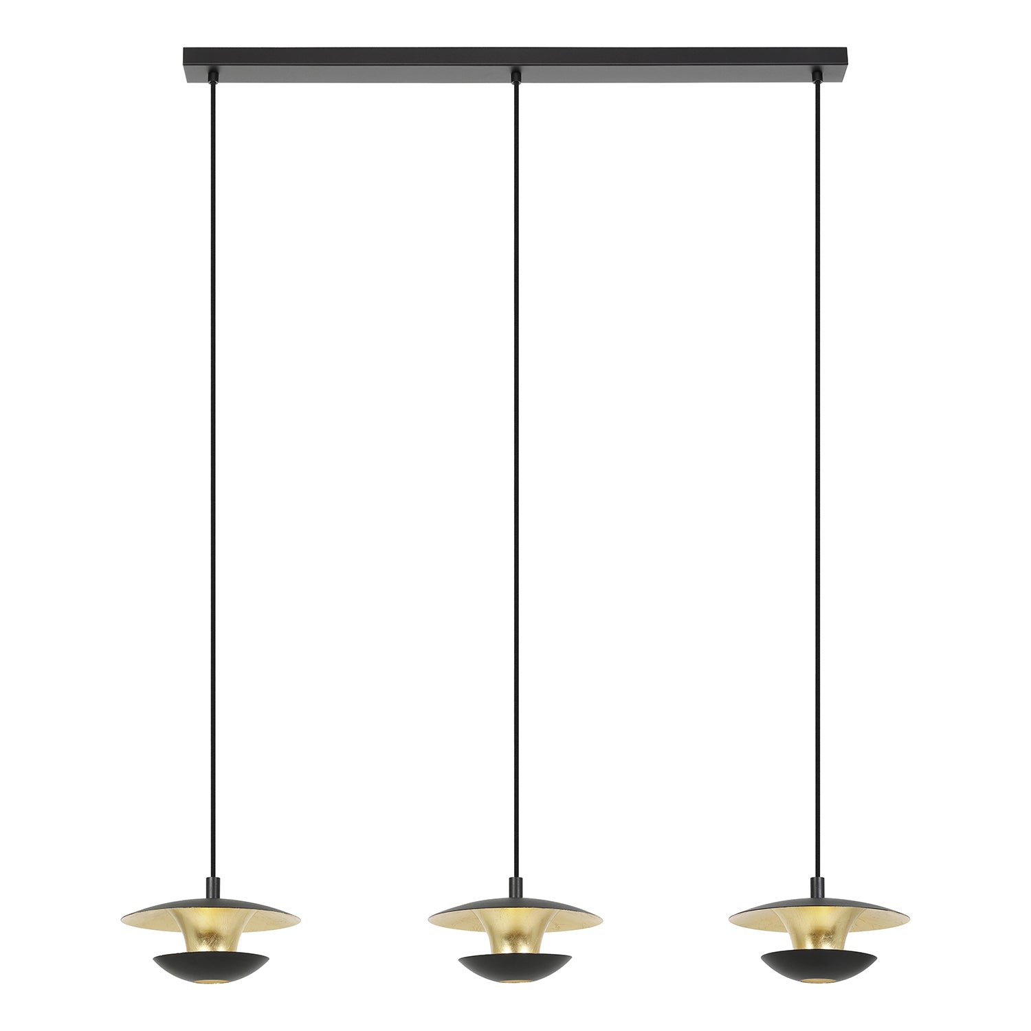 Lampadario A Sospensione Contemporaneo Nuvano Acciaio Nero Oro 3 Luci Gu10 4,5W