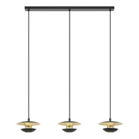 Lampadario A Sospensione Contemporaneo Nuvano Acciaio Nero Oro 3 Luci Gu10 4,5W