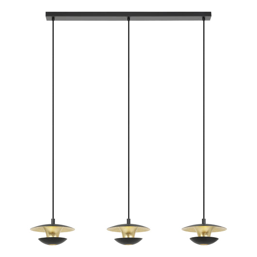 Lampadario A Sospensione Contemporaneo Nuvano Acciaio Nero Oro 3 Luci Gu10 4,5W