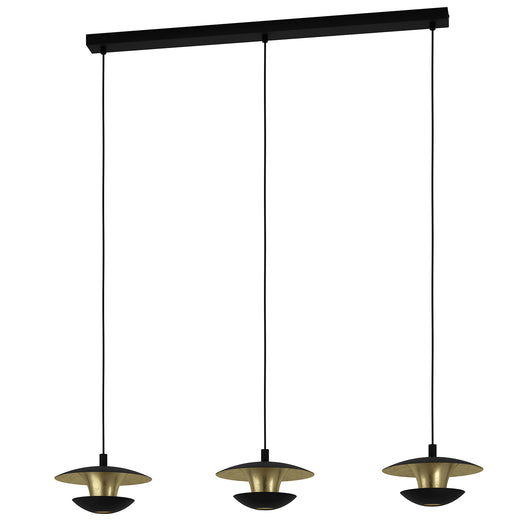 Lampadario A Sospensione Contemporaneo Nuvano Acciaio Nero Oro 3 Luci Gu10 4,5W