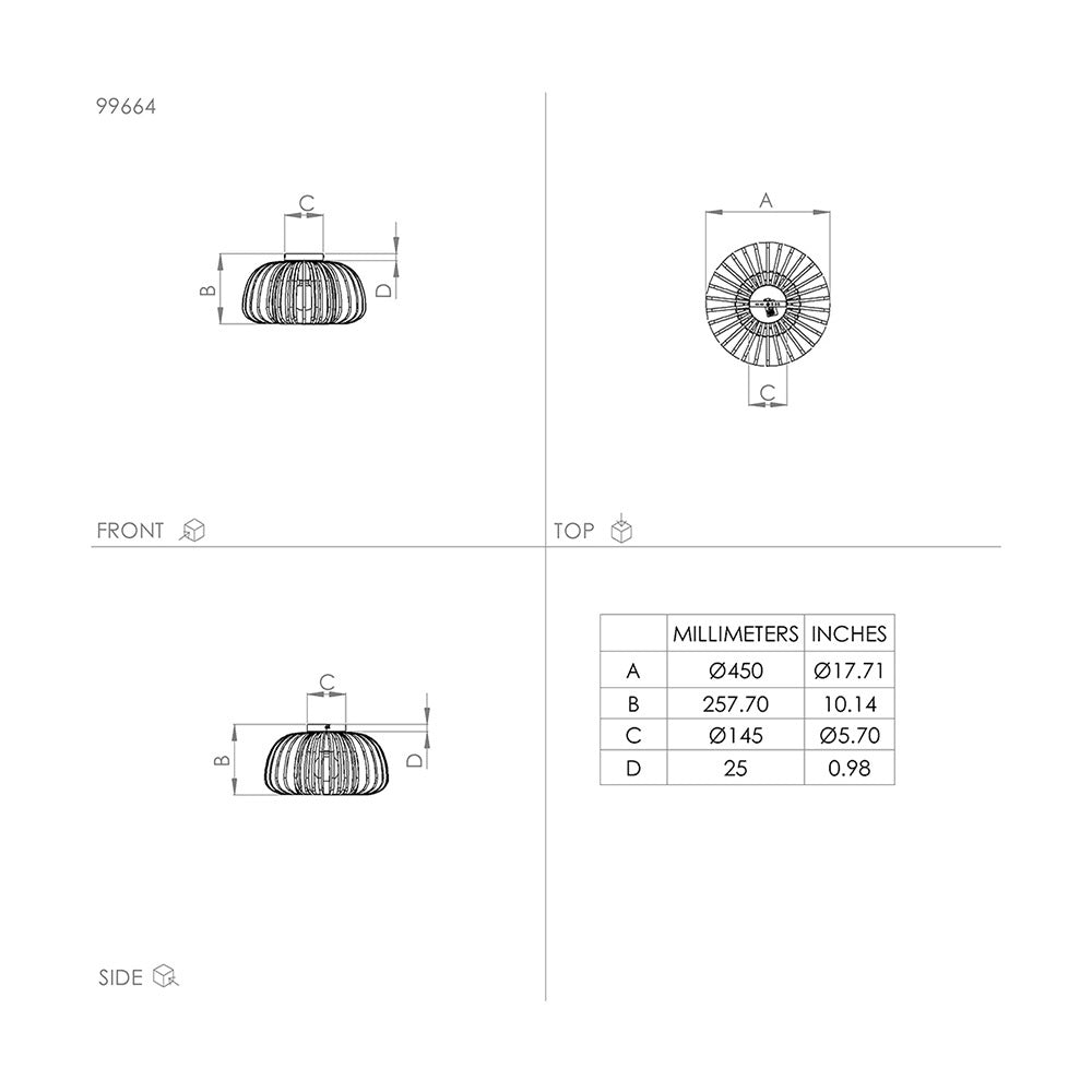 Plafoniera Contemporanea Encinitos 1 Luce Acciaio Nero E Oro