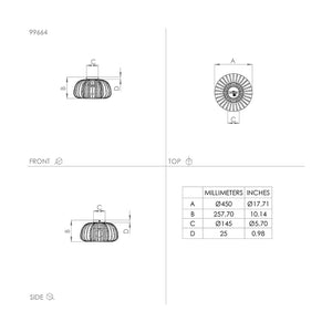 Plafoniera Contemporanea Encinitos 1 Luce Acciaio Nero E Oro