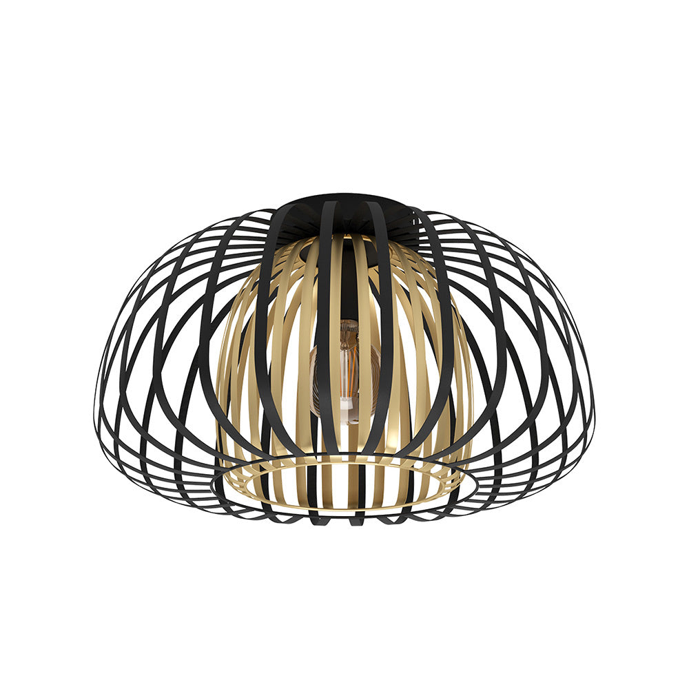 Plafoniera Contemporanea Encinitos 1 Luce Acciaio Nero E Oro