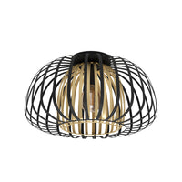Plafoniera Contemporanea Encinitos 1 Luce Acciaio Nero E Oro