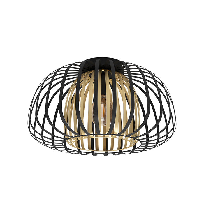 Plafoniera Contemporanea Encinitos 1 Luce Acciaio Nero E Oro