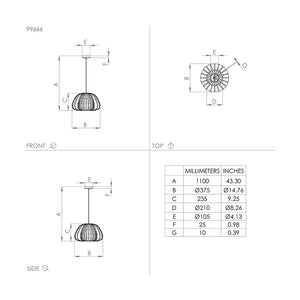 Lampadario Contemporaneo Encinitos 1 Luce Acciaio Nero E Oro