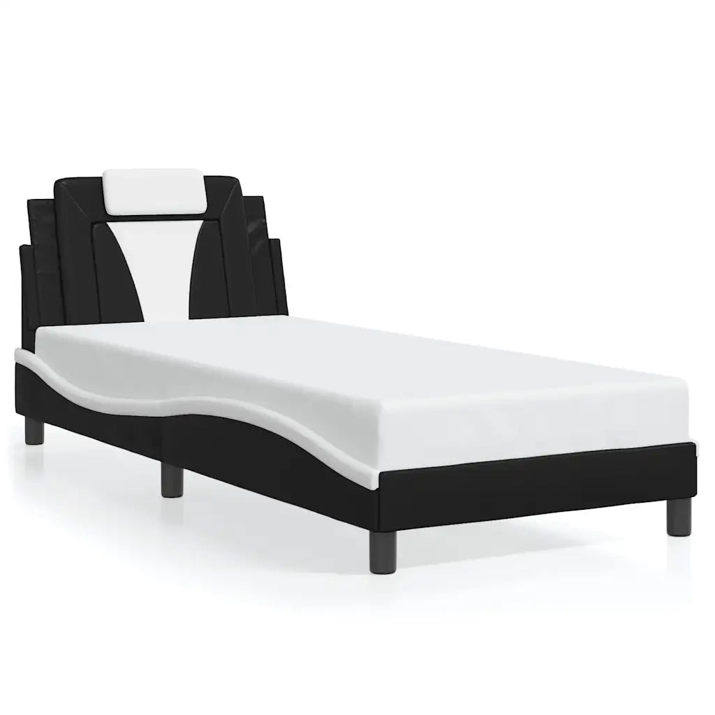 vidaXL Giroletto con Testiera Nero e Bianco 90x190 cm in Similpelle