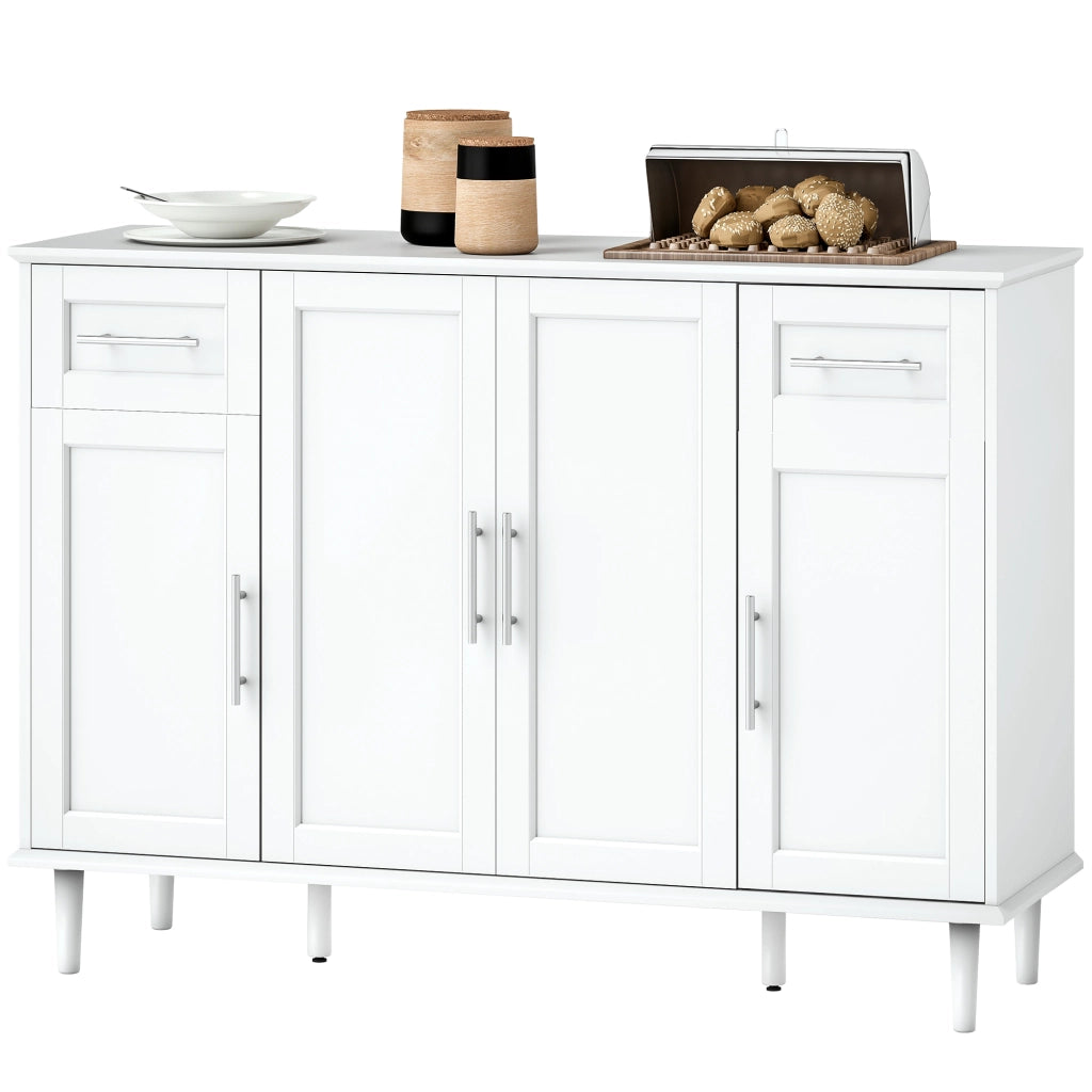 Credenza con 2 Cassetti e 3 Ante ¨C zephmum ¨C Bianco Legno 120x38x86 cm