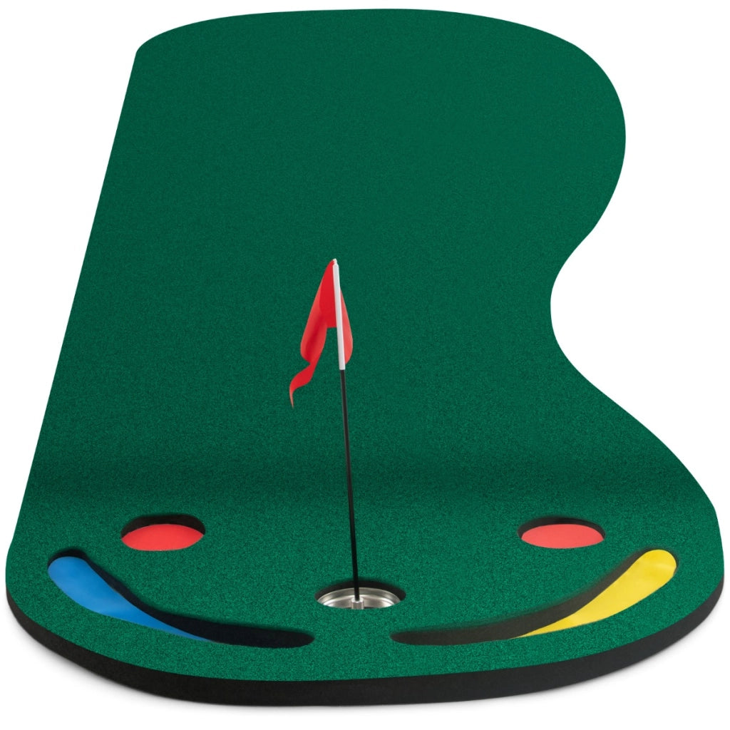 Set di putting da golf con 3 fori per il putting 1 bandierina e coperture per buca da golf, Tappetino da putting 300x96cm-Golf