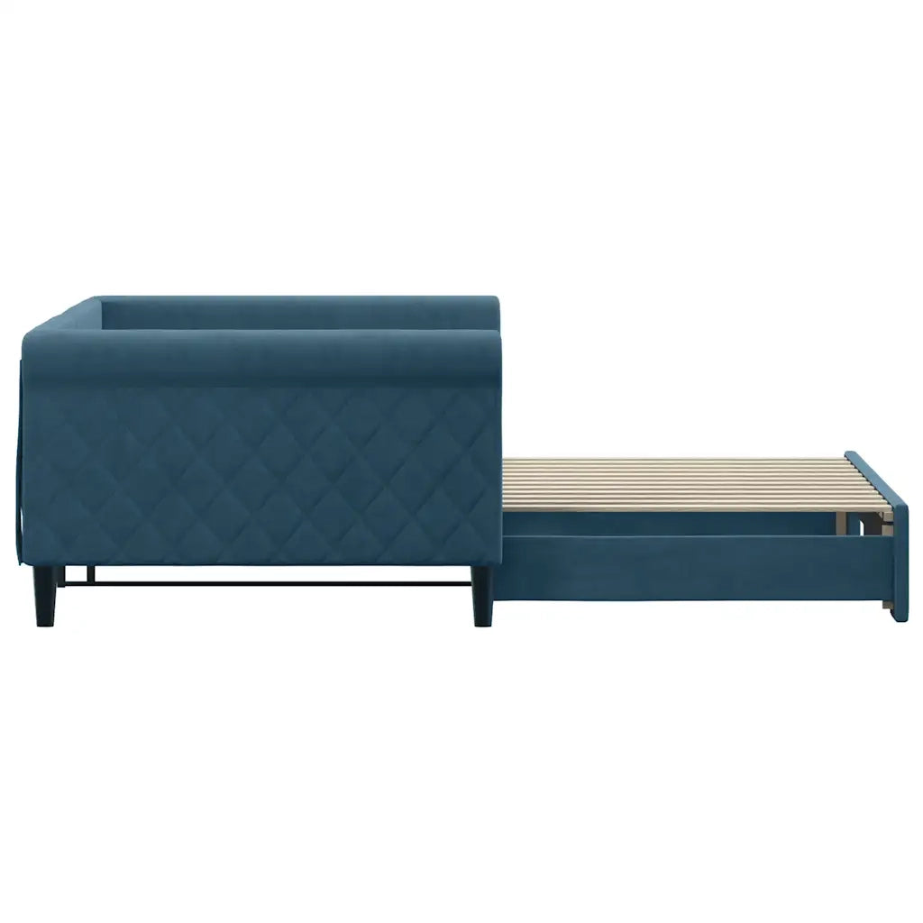 Divano Letto con Letto Estraibile Blu 100x200 cm in Velluto 3197777