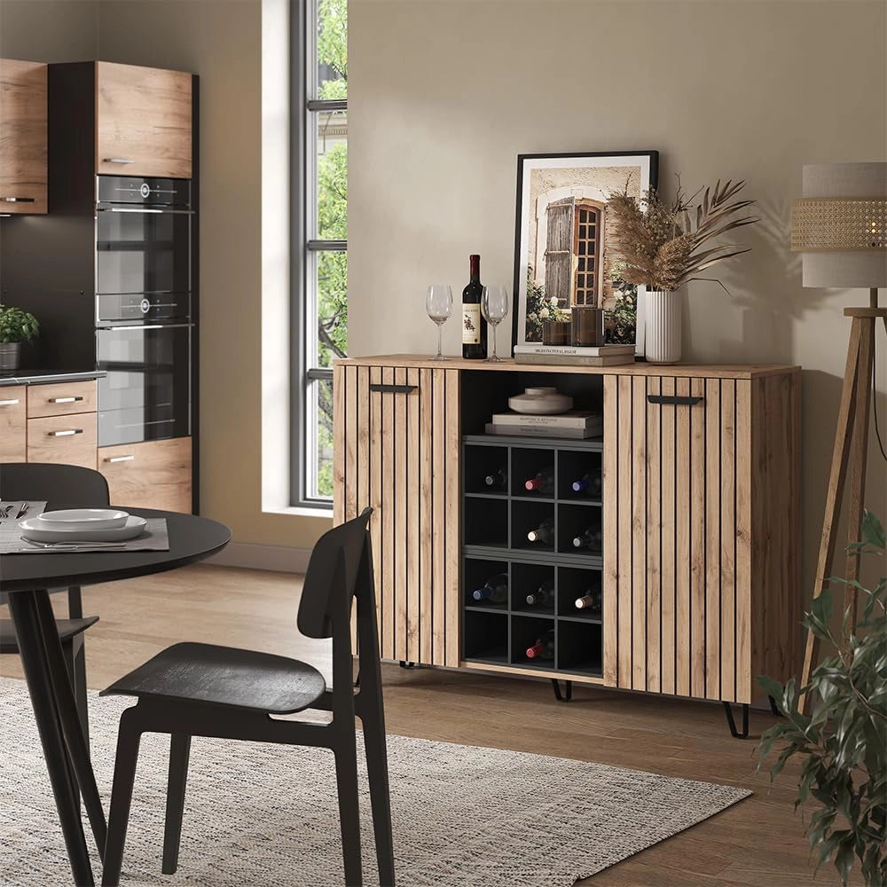 Credenza Amber, Marrone, 38 x 100 cm con 2 porte, con vano portaoggetti per spazio aggiuntivo
