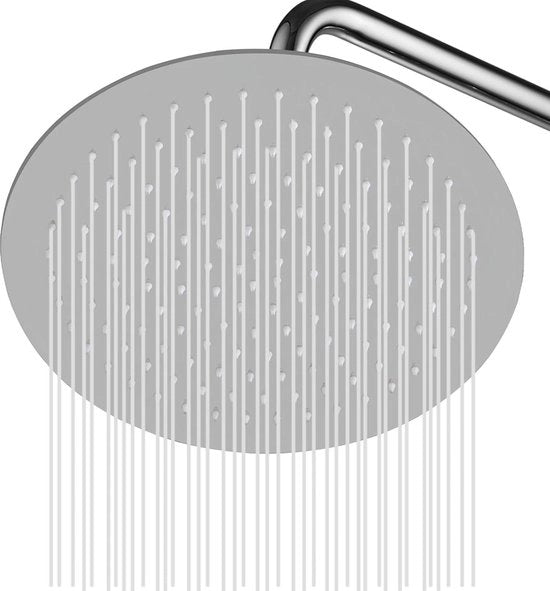 Douchekop 12 pollici in acciaio inossidabile 304 - capocascatella rotonda per doccia - doccia a cascata con 155 getti anti-calcare - argento.