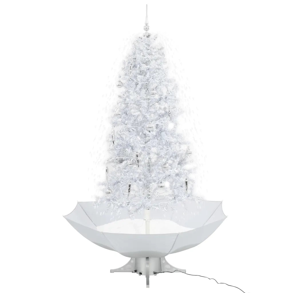 Albero di Natale | Decorazioni natalizie con Neve e Base a Ombrellone Bianco 190 cm