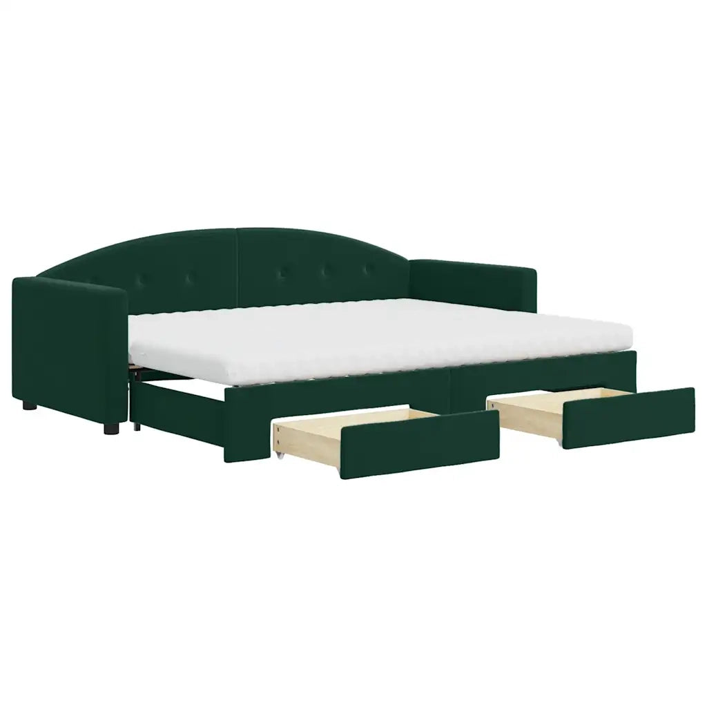 Divano Letto Estraibile Cassetti Verde Scuro 80x200cm Velluto 3197368