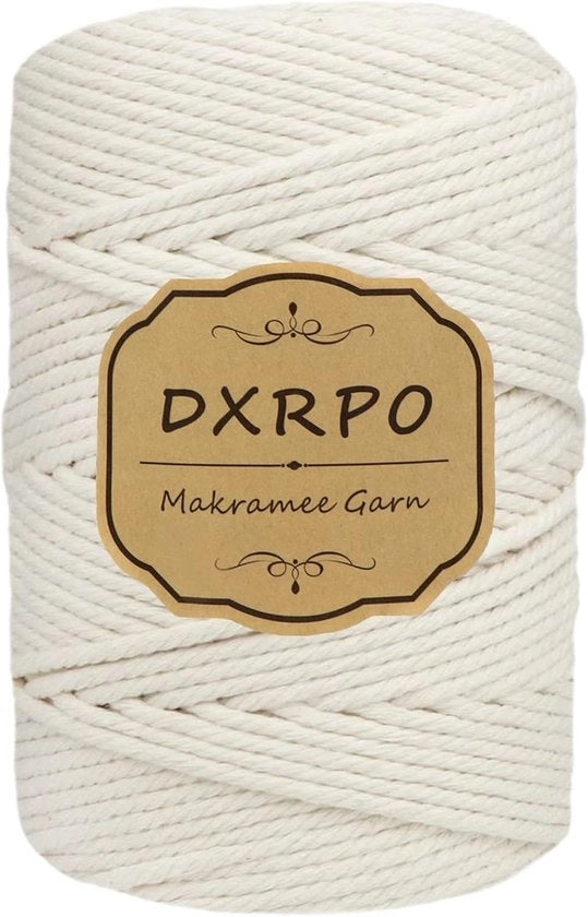 Gonna in cotone naturale 4 mm x 120 m - decorazione per parete - hanger per piante - accessori DIY - decorazione boho - beige