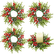 Decorazioni di Natale con Cerchio di Candelabri - Set di Decorazioni con Bacche Rosse e Pigne