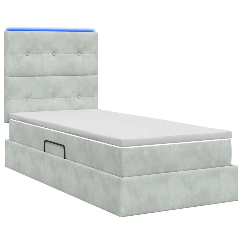 Letto con contenitore LED e materasso Grigio Chiaro 90 x 200 cm 3460104