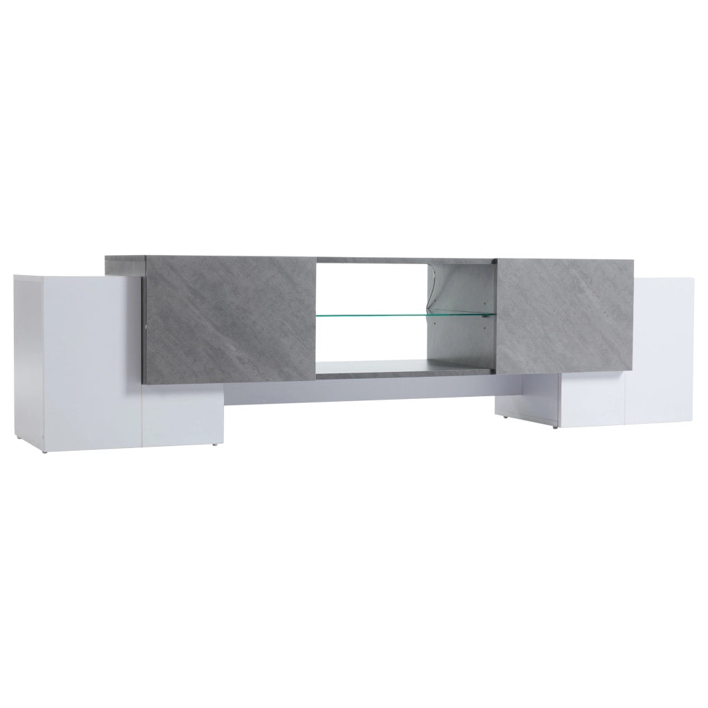 Mobile TV bianco e grigio 180 cm con illuminazione LED