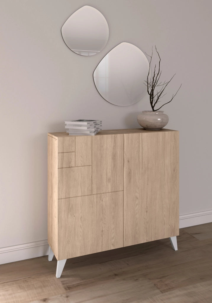 Scarpaia Herdasa effetto rovere chiaro gambe bianco 87x90x27