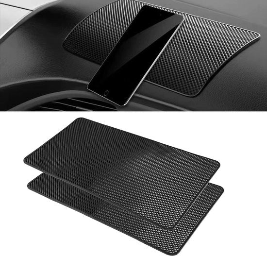 Pacchetto di 2 mattonelle auto adesive antiscivolo, 27 x 15 cm, gommate riciclabili per auto, grande asciugamano auto interno lavabile con forte aderenza, protezione per cellulare e occhiali da sole