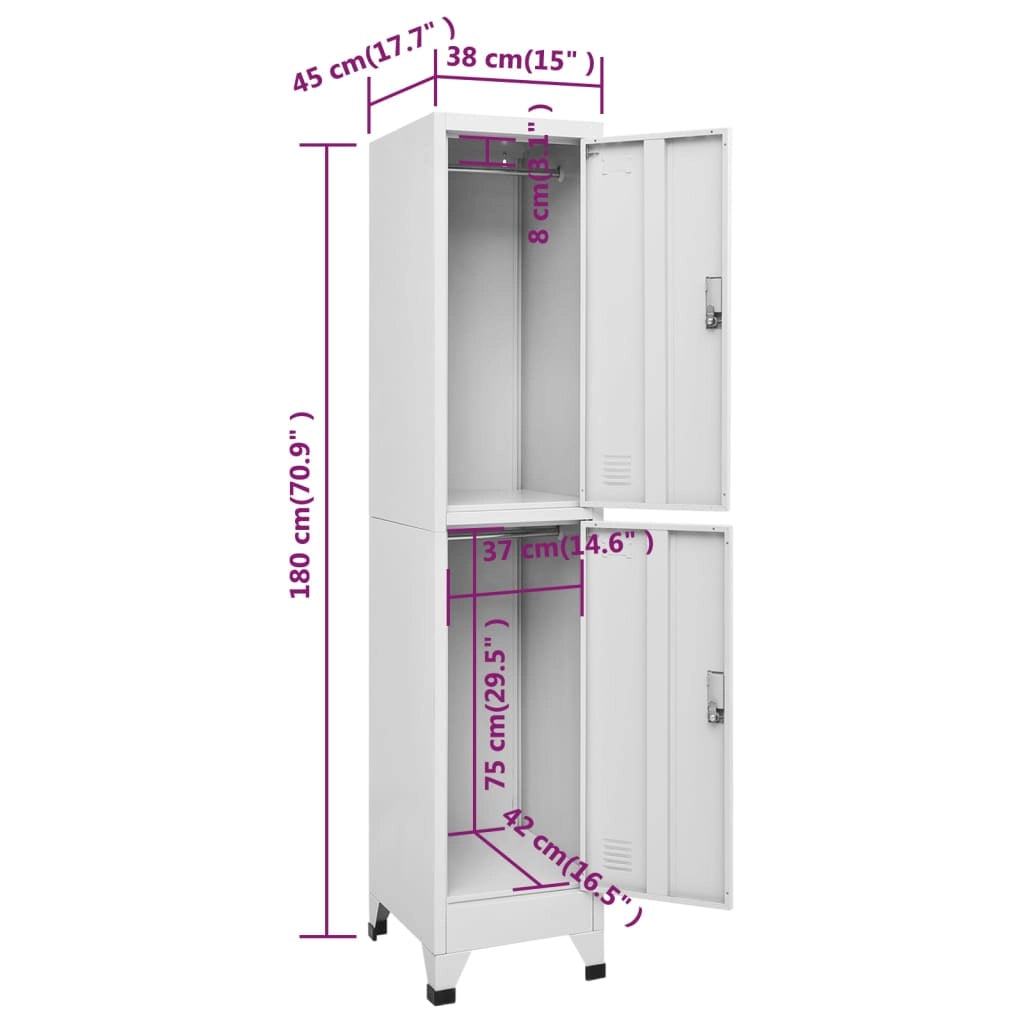 Armoire à casier avec 2 compartiments 38x45x180 cm