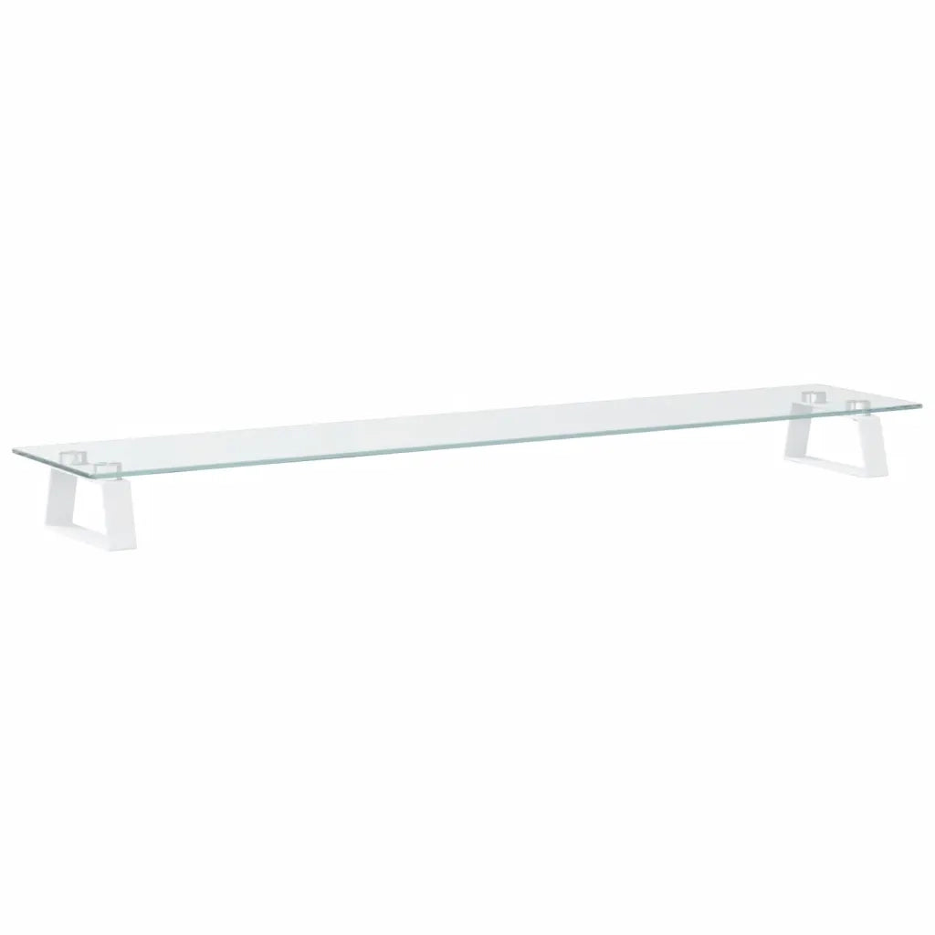 Supporto per Monitor Bianco 100x20x8cm Vetro Temperato Metallo 374218