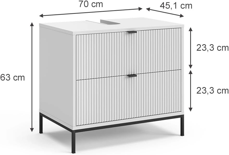 Mobile sottolavabo per bagno Eliza, Quercia vichinga, 70 x 63 cm Con 2 cassetti estraibili