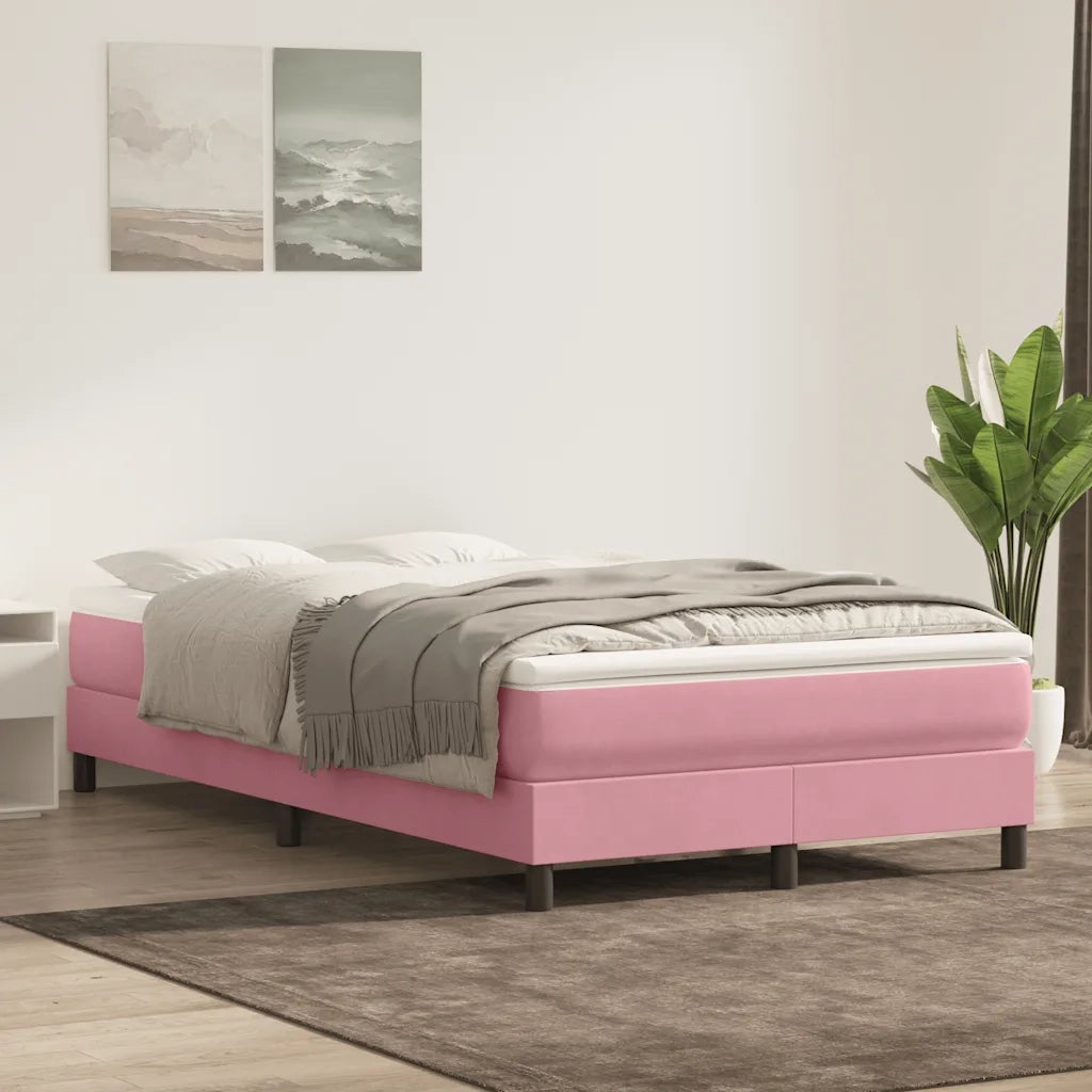 Giroletto a Molle con Materasso Rosa 120x220 cm in Velluto 3315968