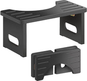 Sedia da bagno in legno, panchina con gomme antiscivolo, pieghevole per risparmiare spazio, 35° sedile curvo in C (nero)