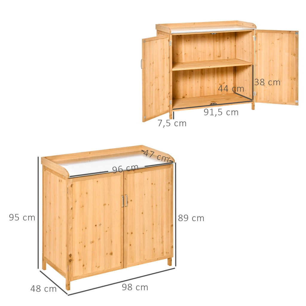 Tavolo da giardinaggio con ripiano e armadio ¨C zephmum ¨C legno di cedro, grigio, 120x60x80