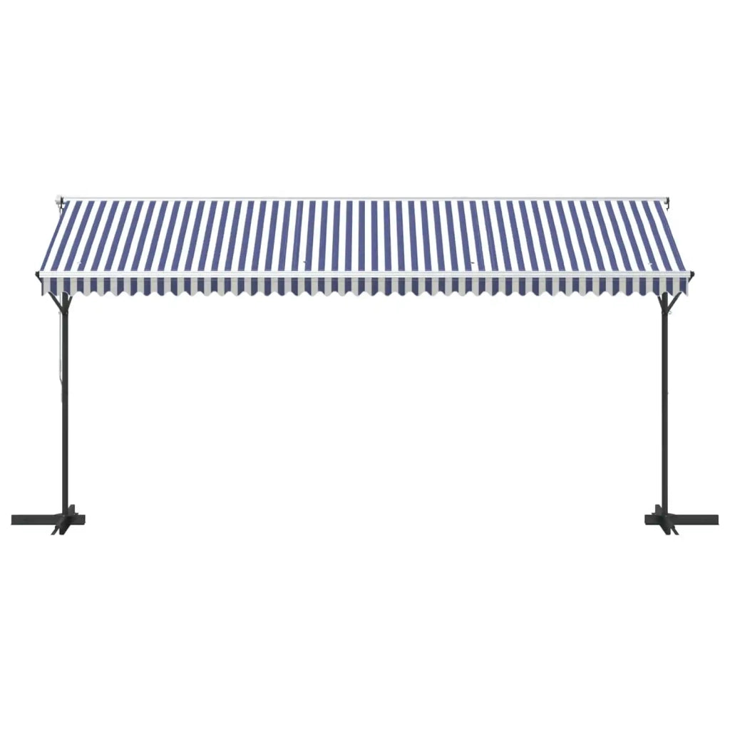 Tenda da Sole Blu e Bianca 500x300 cm in Tessuto e Acciaio 368933