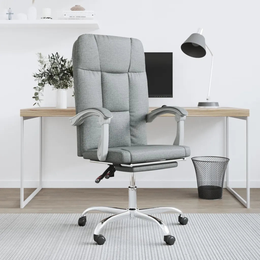 Poltrona | Sedia Relax da Ufficio Reclinabile Grigio Chiaro in Tessuto