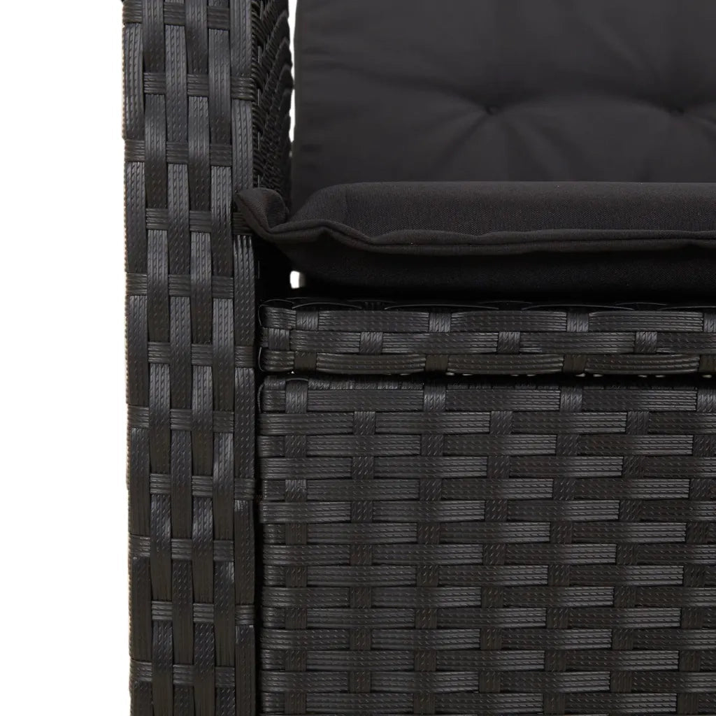 Set da Pranzo da Giardino 9 pz con Cuscini Nero in Polyrattan 3212252