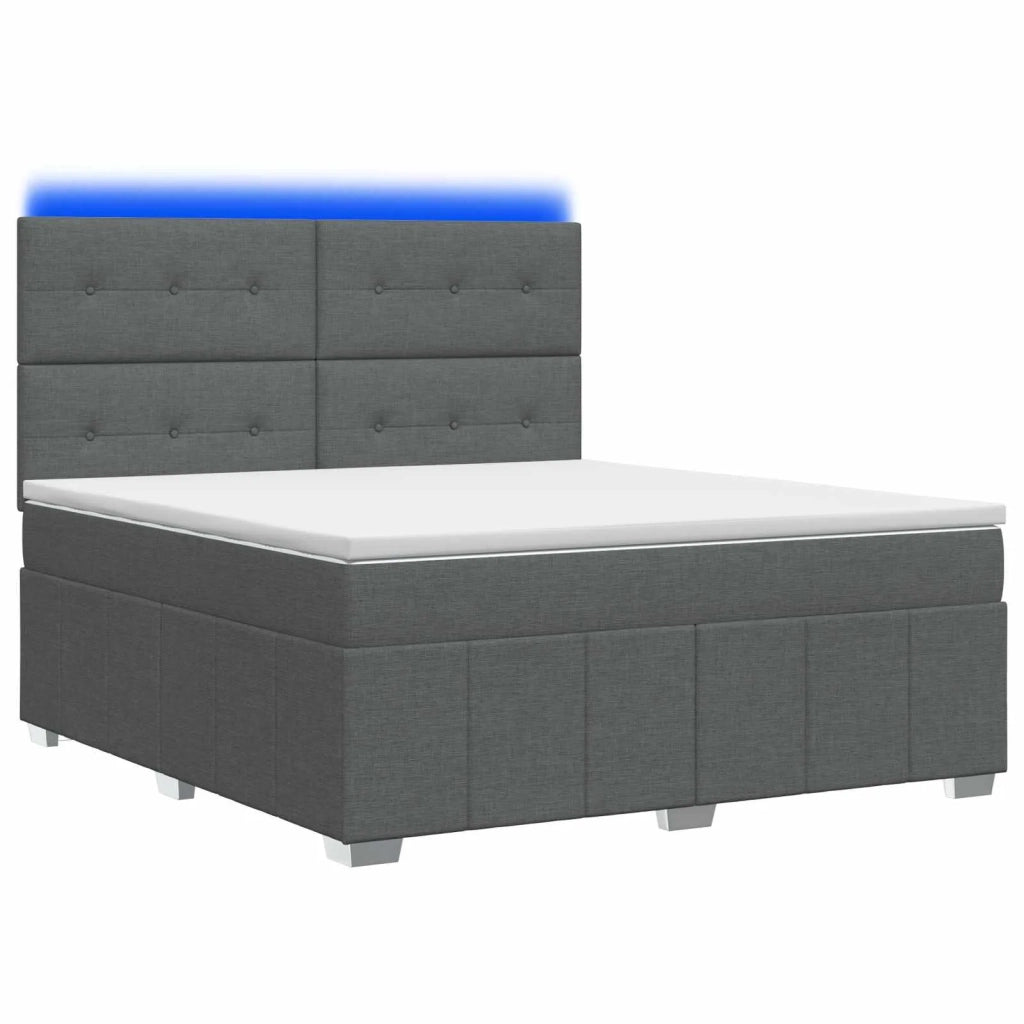 Letto Box Spring LED con Materasso Grigio Scuro 180 x 200 cm 3455662