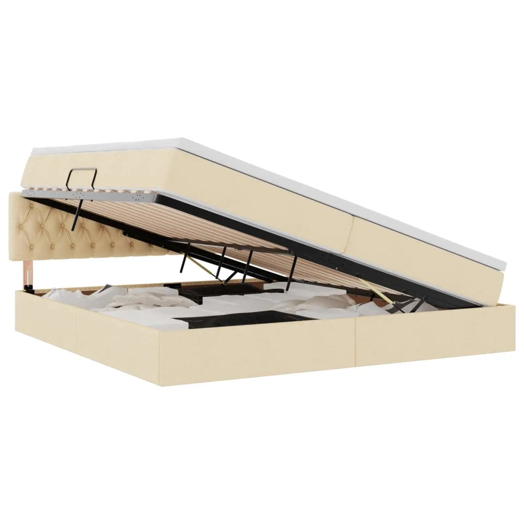 Letto con contenitore e materasso Crema 200 x 200 cm 3370597