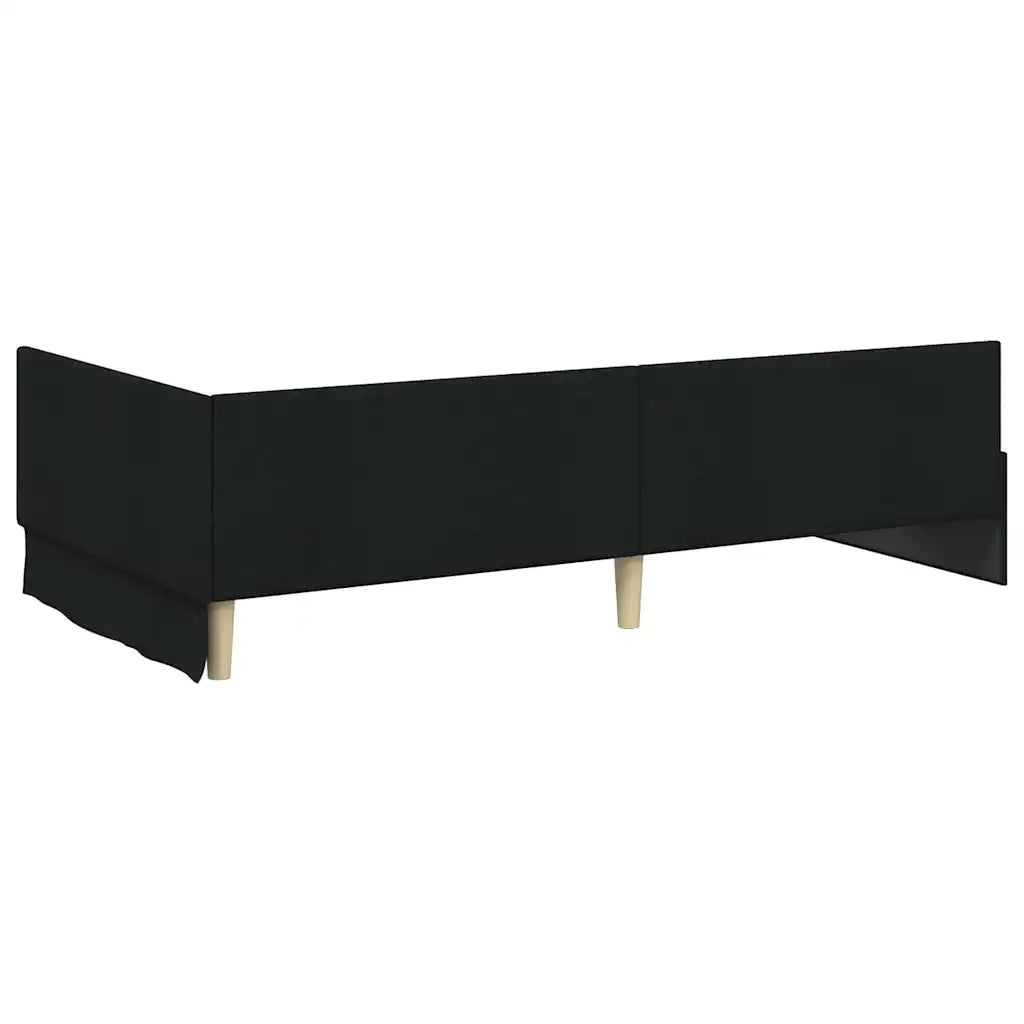 Cornice del letto ad angolo Nero 90 cm x 190 cm Tessuto