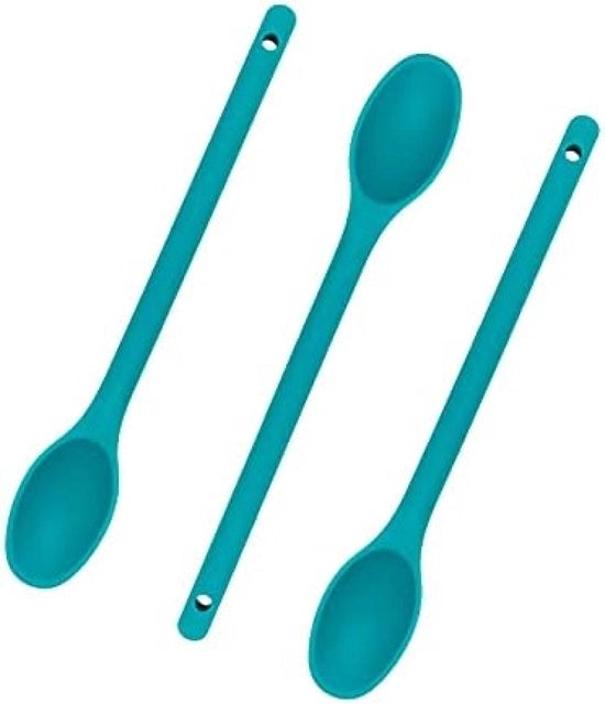 Set di cucchiai in silicone da cucina, cucchiai in plastica 30 cm, set di cucchiai, superficie antiaderente, BPA-free e FDA classe, set di cucchiai per mescolare, sollevare e mescolare (verde)