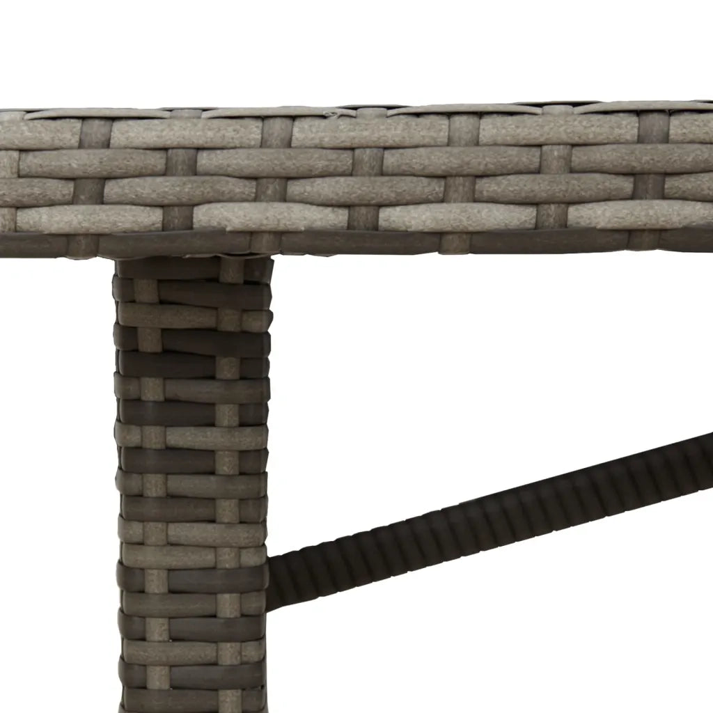 Tavolo da Giardino Piano in Vetro Grigio 190x80x75cm Polyrattan 365604