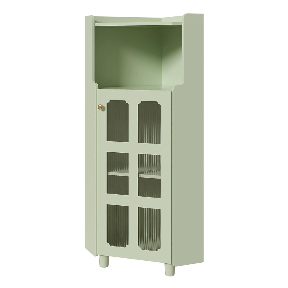 Armadio d'angolo verde laccato con illuminazione LED - Xylo - 63.5*124 cm - Controllo App