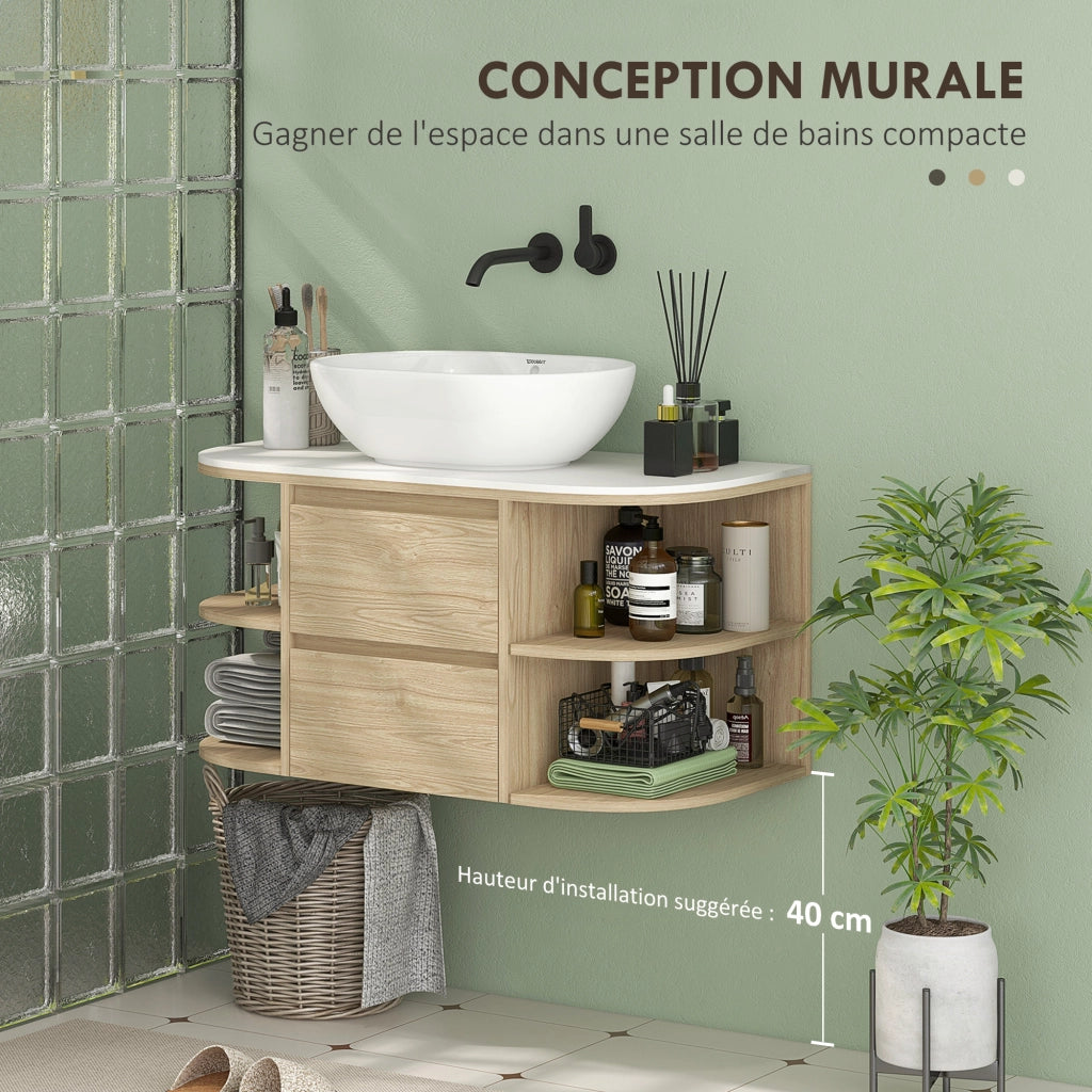 Mobile Sottolavabo Sospeso con Cassetti e Ripiani ¨C Minimal ¨C Marrone