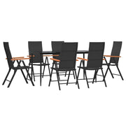 Set da pranzo/soggiorno da giardino in resina intrecciata nera e marrone da 7 pezzi 02_0014370