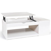 IDMarket - Tavolino ELEA rettangolare alzabile con cassa in legno bianco