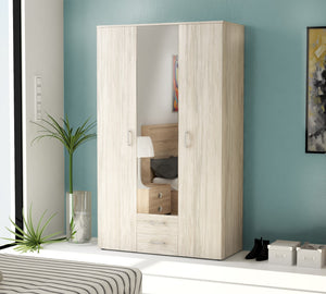 kit armadio 3 ante +2 cassetti specchio cm 120x200x52 bianco/venato k083 cod:ferx.996