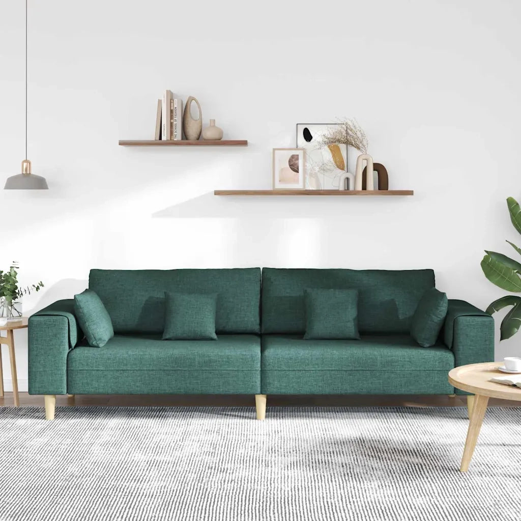 Divano in tessuto con cuscino Verde Scuro 208 cm Tessuto