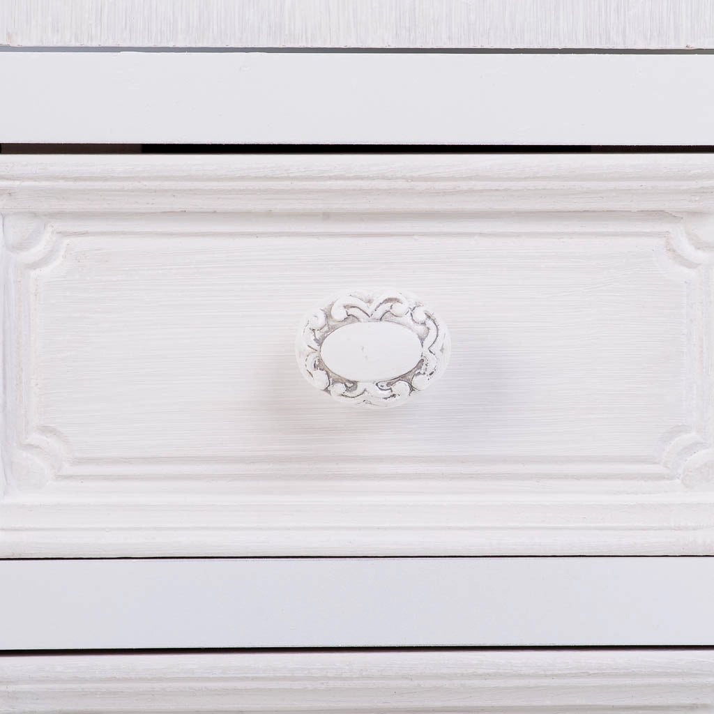Vetrina in legno e vetro con 1 anta e 2 cassetti bianca 32x26x80
