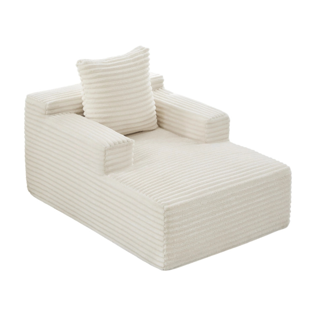 Sofà chaise longue in tessuto a coste beige